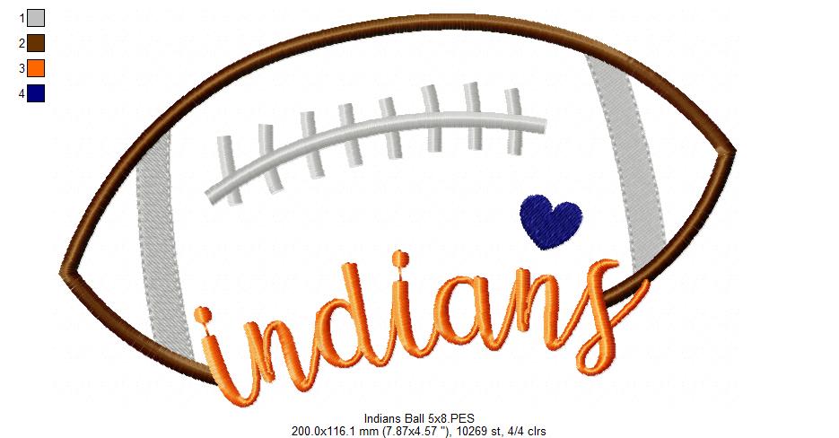 Indians Football Script - Satin Stitch – Machine Embroidery Design