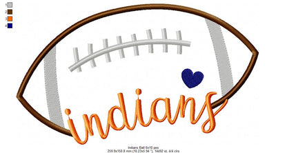 Indians Football Script - Satin Stitch – Machine Embroidery Design