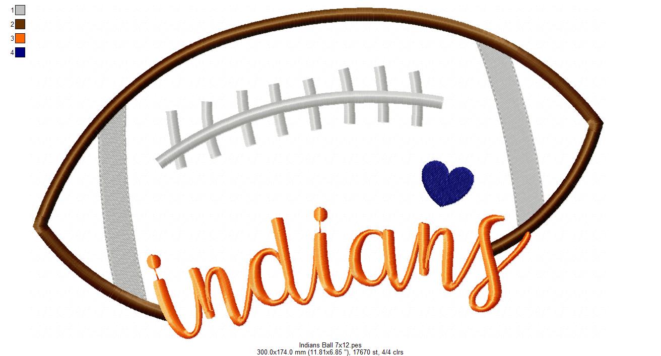 Indians Football Script - Satin Stitch – Machine Embroidery Design