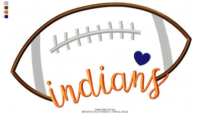 Indians Football Script - Satin Stitch – Machine Embroidery Design