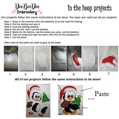 Christmas Penguin Vase Ornament - ITH Project - Machine Embroidery Design