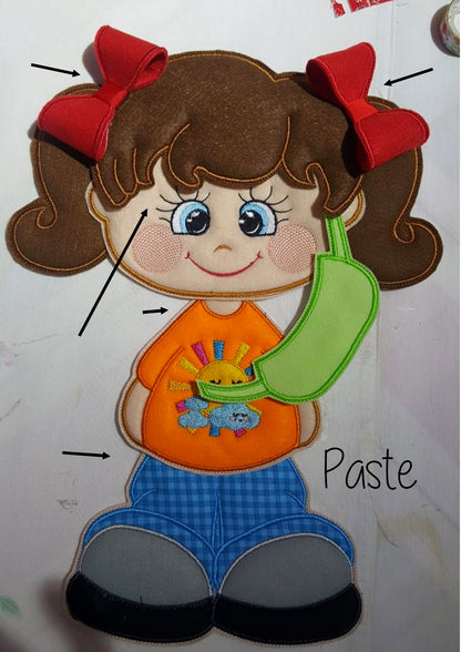 Boy and Girl with Face Mask Ornament - ITH Project - Machine Embroidery Design