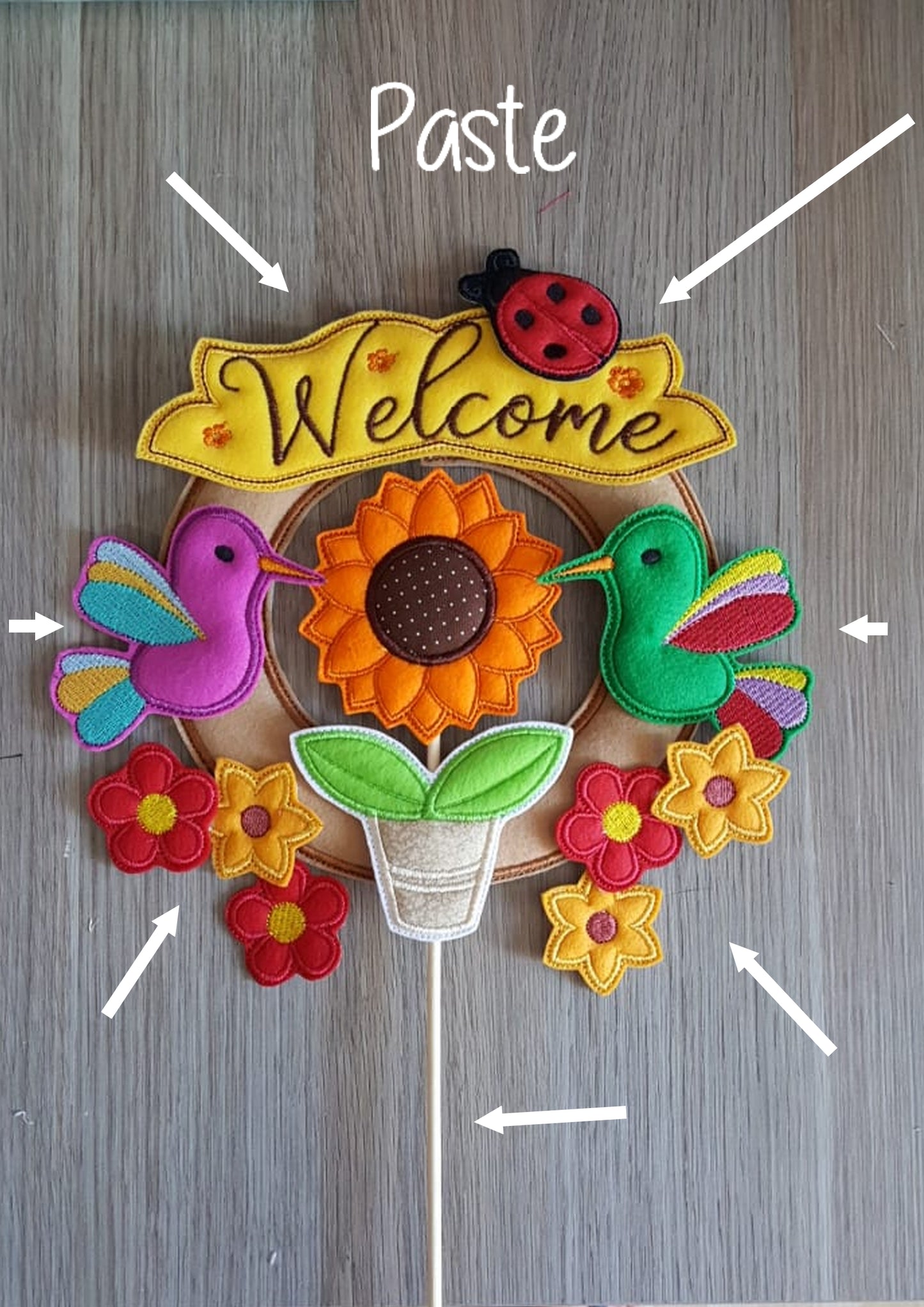 Hummingbird Floral Wreath - ITH Project - Machine Embroidery Design