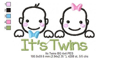 It's Twins Girl and Boy - Fill Stitich - Machine Embroidery Design