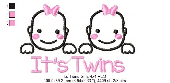 It's Twins - Girls - Fill Stitch