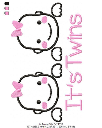 It's Twins - Girls - Fill Stitch