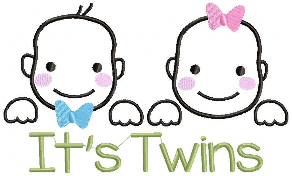 It's Twins Girl and Boy - Fill Stitich - Machine Embroidery Design