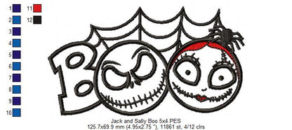 Halloween Skellington Boy and Girl - Applique