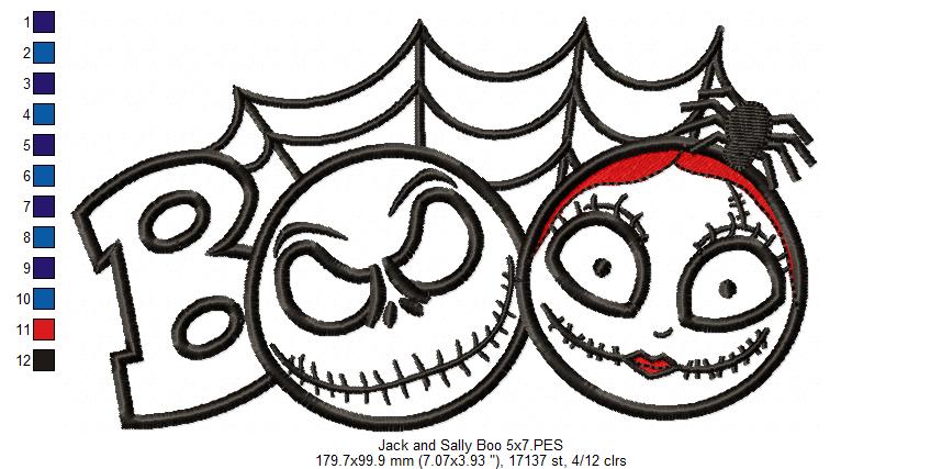 Halloween Skellington Boy and Girl - Applique