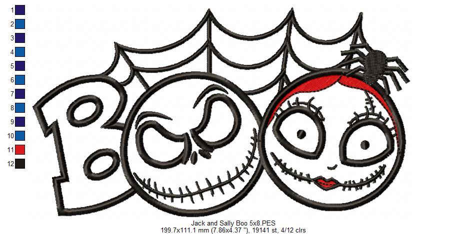 Halloween Skellington Boy and Girl - Applique