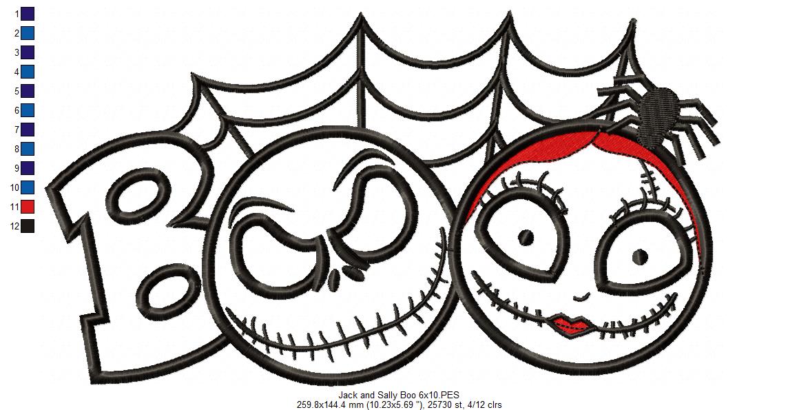 Halloween Skellington Boy and Girl - Applique