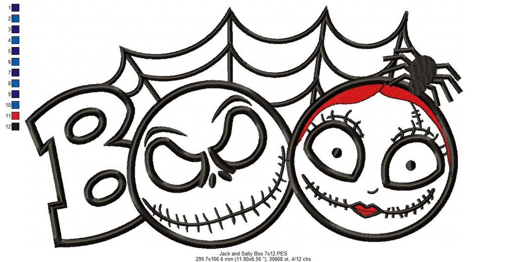 Halloween Skellington Boy and Girl - Applique