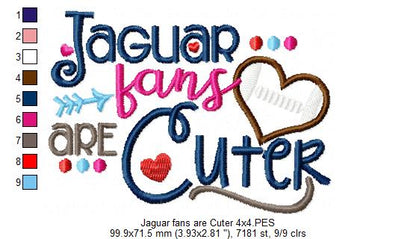 Jaguar Fans Are Cuter - Appliqué - Machine Embroidery Design