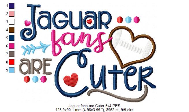Jaguar Fans Are Cuter - Appliqué - Machine Embroidery Design