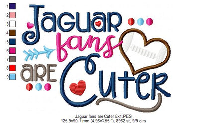 Jaguar Fans Are Cuter - Appliqué - Machine Embroidery Design