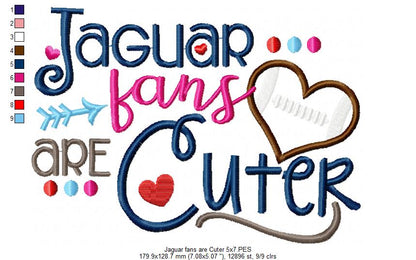 Jaguar Fans Are Cuter - Appliqué - Machine Embroidery Design
