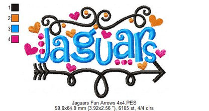 Jaguars Fun Arrows - Satin Stitch - Machine Embroidery Design