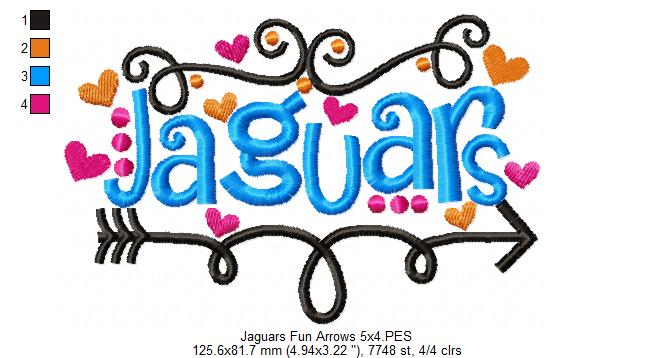 Jaguars Fun Arrows - Satin Stitch - Machine Embroidery Design