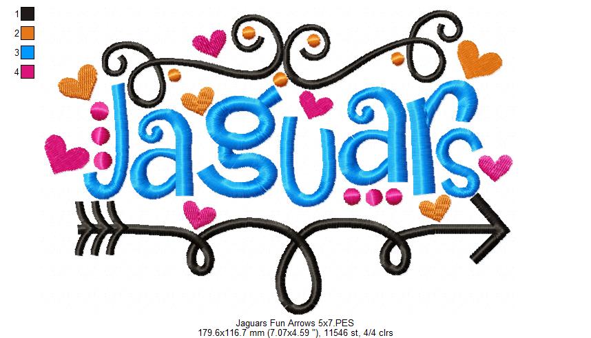 Jaguars Fun Arrows - Satin Stitch - Machine Embroidery Design