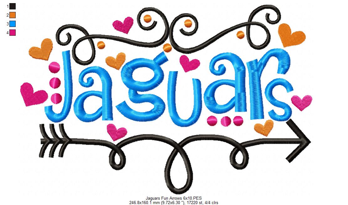 Jaguars Fun Arrows - Satin Stitch - Machine Embroidery Design
