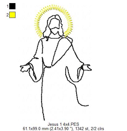 Jesus - Redwork - 4 Sizes - Machine Embroidery Designs
