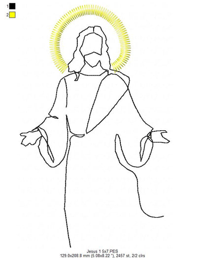 Jesus - Redwork - 4 Sizes - Machine Embroidery Designs