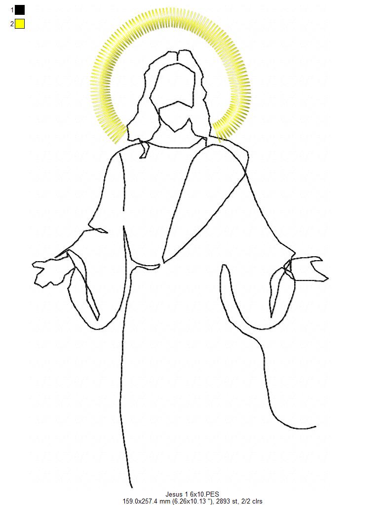 Jesus - Redwork - 4 Sizes - Machine Embroidery Designs