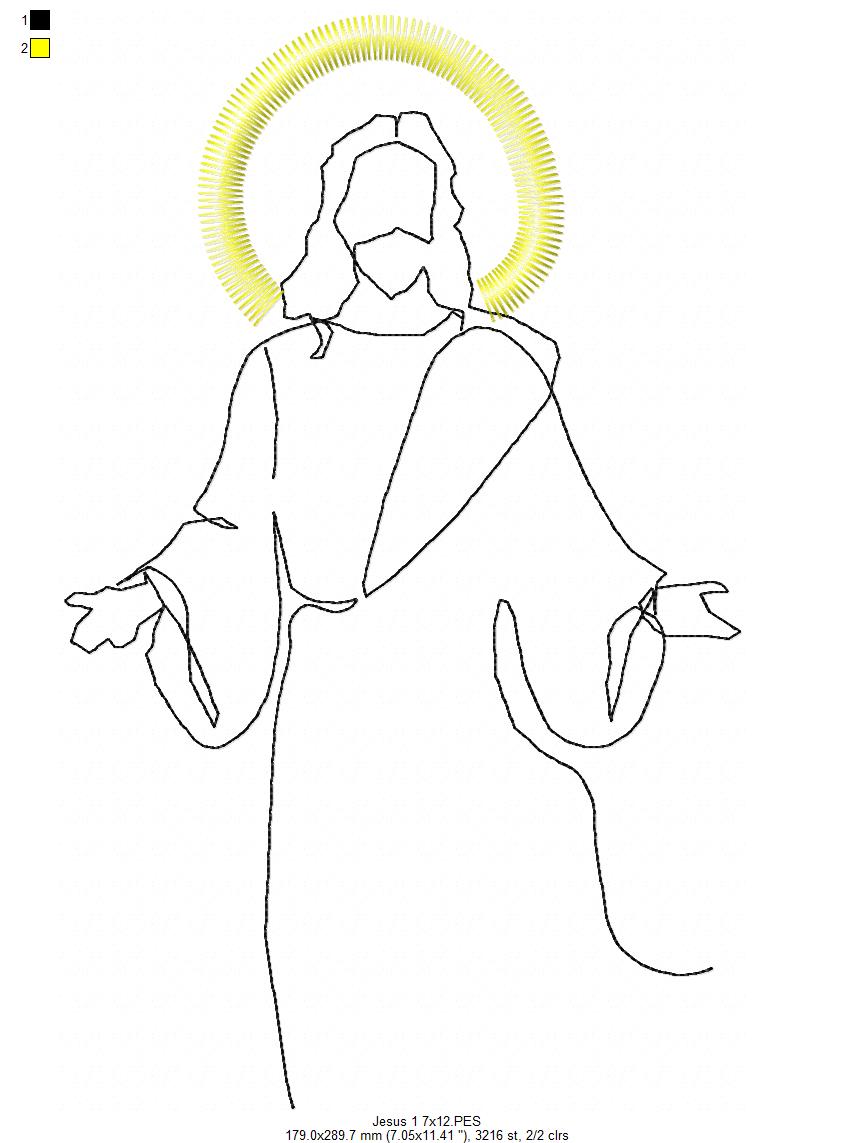 Jesus - Redwork - 4 Sizes - Machine Embroidery Designs