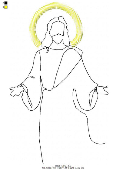 Jesus - Redwork - 4 Sizes - Machine Embroidery Designs