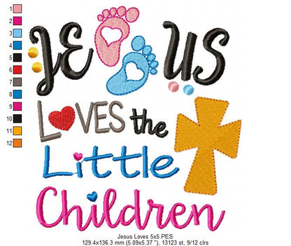 Jesus Loves the Little Children - Fill Stitch - Machine Embroidery Design