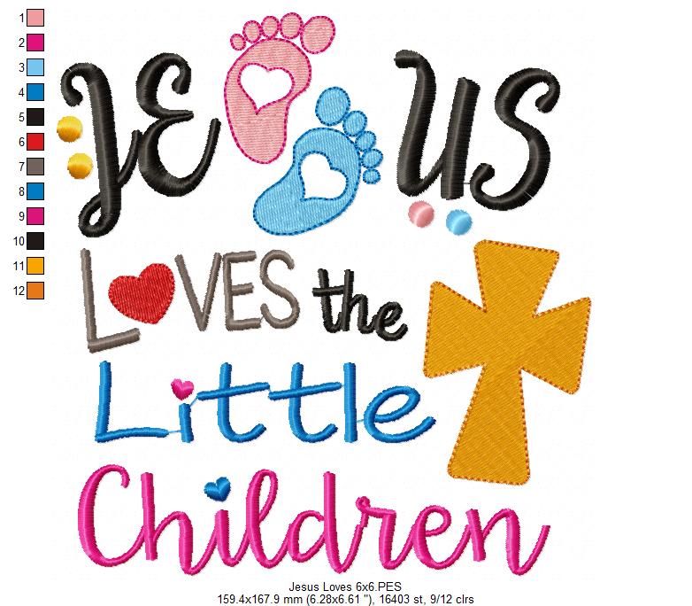Jesus Loves the Little Children - Fill Stitch - Machine Embroidery Design