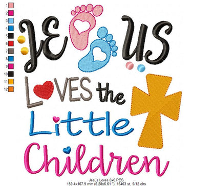 Jesus Loves the Little Children - Fill Stitch - Machine Embroidery Design
