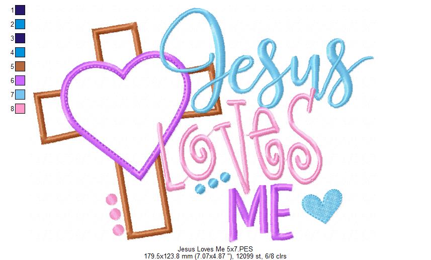 Jesus Loves Me - Applique Machine Embroidery Design