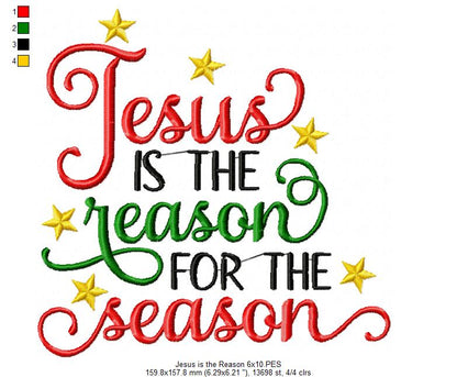Jesus is the Reason for the Season - Fill Stitch Embroidery