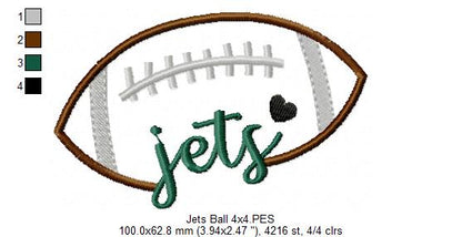 Football Jets – Satin Stitch – Machine Embroidery Design