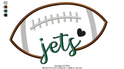 Football Jets – Satin Stitch – Machine Embroidery Design