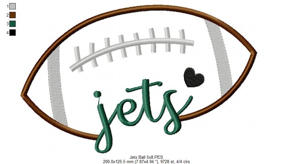 Football Jets – Satin Stitch – Machine Embroidery Design