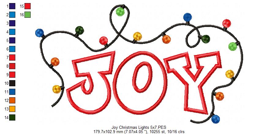 Christmas Lights Joy - Applique Embroidery