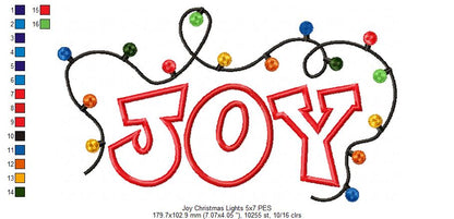 Christmas Lights Joy - Applique Embroidery