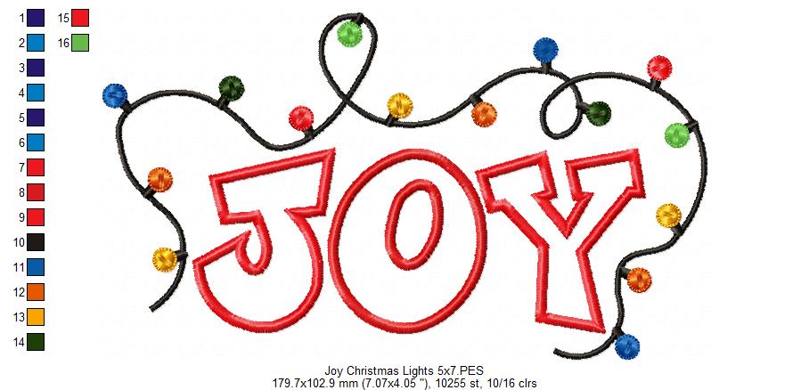 Christmas Lights Joy - Applique