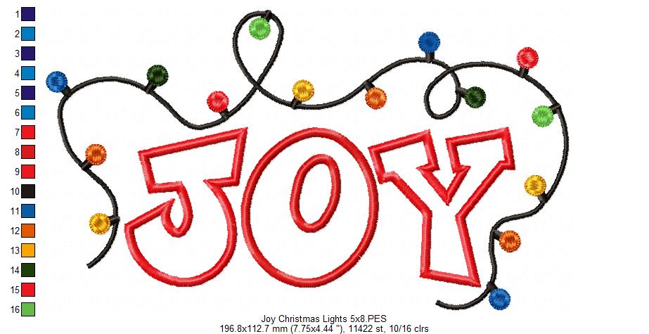 Christmas Lights Joy - Applique Embroidery