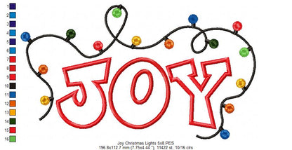 Christmas Lights Joy - Applique Embroidery