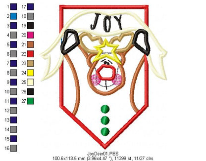 Joy Reindeer - Applique - Machine Embroidery Design