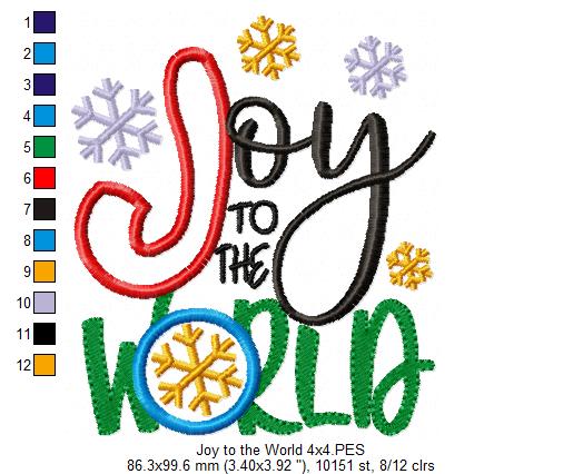 Joy to the World - Applique - Machine Embroidery Design
