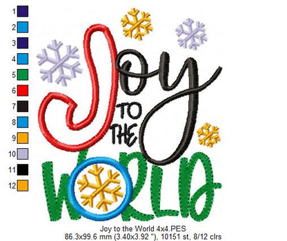 Joy to the World - Applique - Machine Embroidery Design