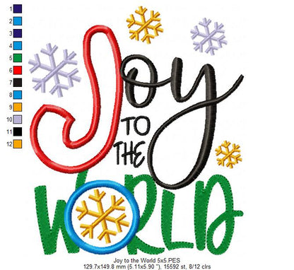 Joy to the World - Applique - Machine Embroidery Design