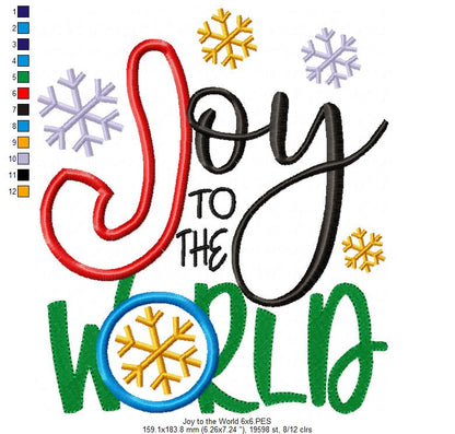 Joy to the World - Applique - Machine Embroidery Design