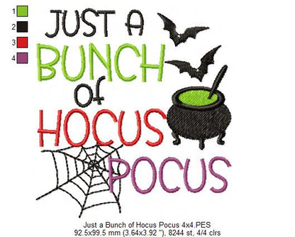 Just a Bunch of Hocus Pocus - Fill Stitch - Machine Embroidery Design