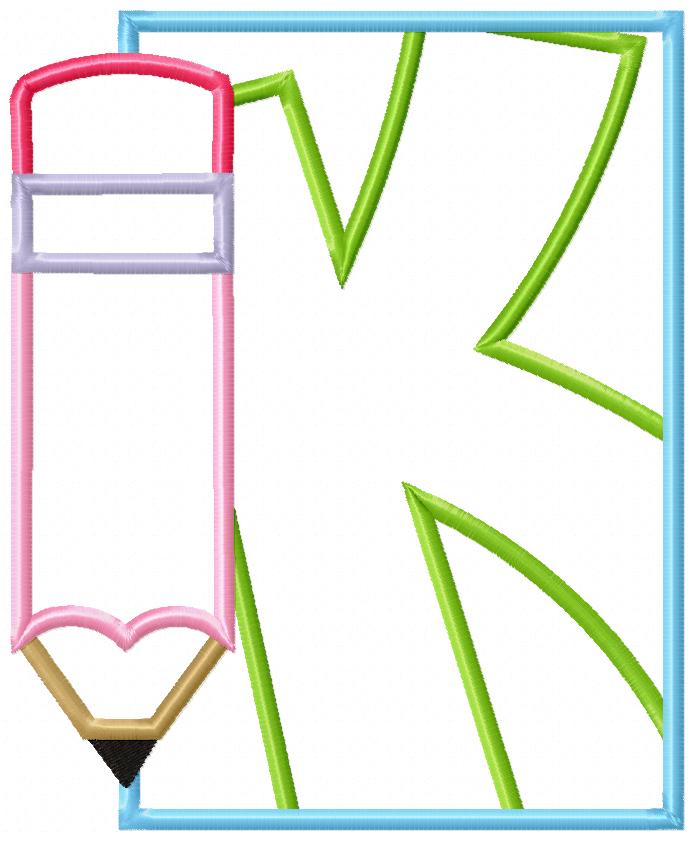 Kindergarten Preschool Pencil Frame - Applique