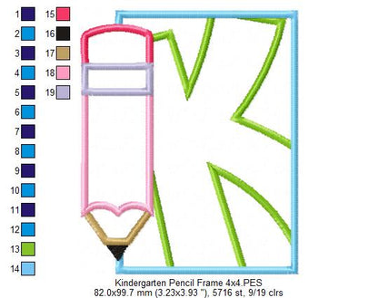 Kindergarten Preschool Pencil Frame - Applique